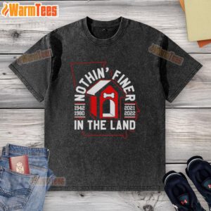 Alt Text: Official Nothin' Finer In The Land Georgia Bulldogs Football washed t-shirt in red, showcasing team spirit and comfort.