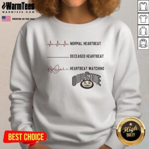 Official Ohio State Buckeyes NCAA Heartbeat Watching Match Sweatshirt in scarlet, perfect for game day and fans.