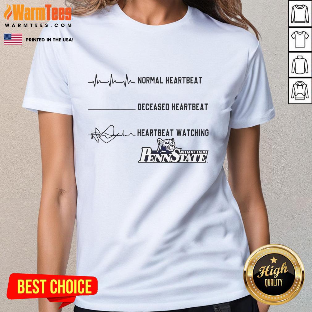 Official Penn State Nittany Lions NCAA Heartbeat Watching Match Ladies Tee in blue with team logo and stylish design.