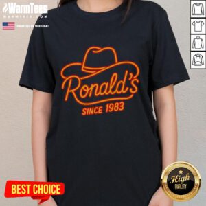 Official Ronalds Since 1983 Ladies Tee featuring a stylish design and comfortable fit for women.