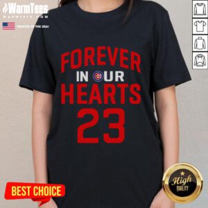 Official Ryne Sandberg Forever 23 In Our Hearts Ladies Tee featuring a stylish design honoring the baseball legend.