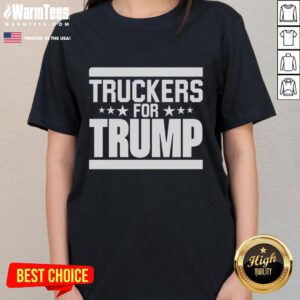 Alt Text: Official Truckers For Trump Ladies Tee featuring a bold design and vibrant colors, perfect for supporters.
