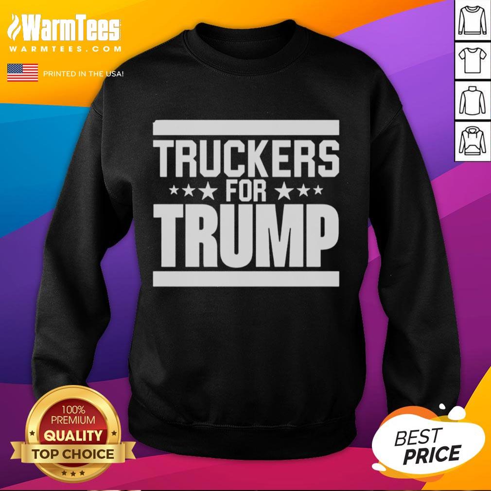 Official Truckers For Trump sweatshirt featuring bold logo design, perfect for supporters of the movement.