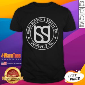 Alt Text: Official Union Switch And Signal Co logo t-shirt featuring a classic design and vibrant colors for railway enthusiasts.