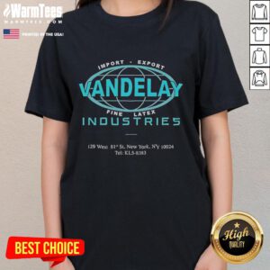 Official Vandelay Industries Logo Ladies Tee design featuring a stylish logo on a women's t-shirt.