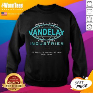 Official Vandelay Industries logo sweatshirt featuring bold branding on a stylish, comfortable design.
