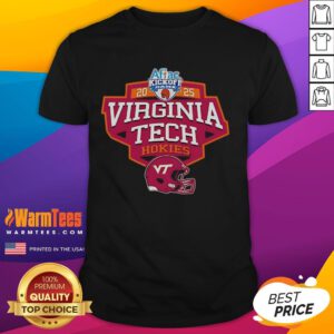 Official Virginia Tech Hokies 2025 Aflac Kickoff Game 2 T-Shirt featuring team colors and logo for fans and collectors.
