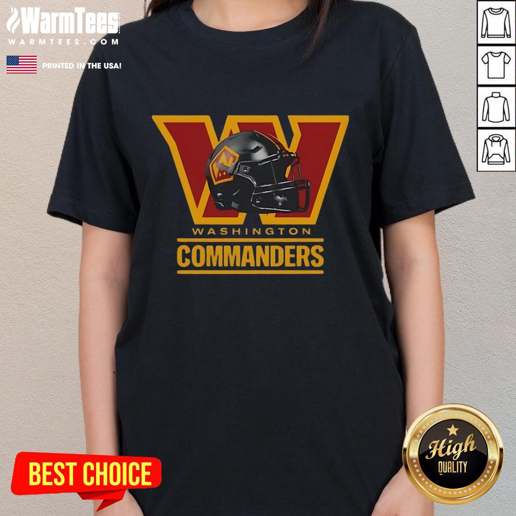 Official Washington Commanders Football Club helmet logo on a stylish ladies tee, perfect for sport lovers.