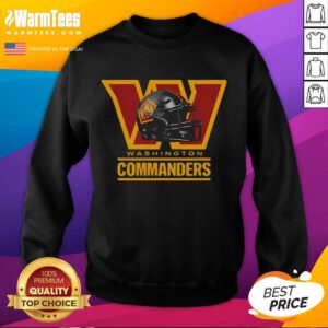 Alt Text: Official Washington Commanders Football Club helmet logo on a stylish sweatshirt for sport lovers.