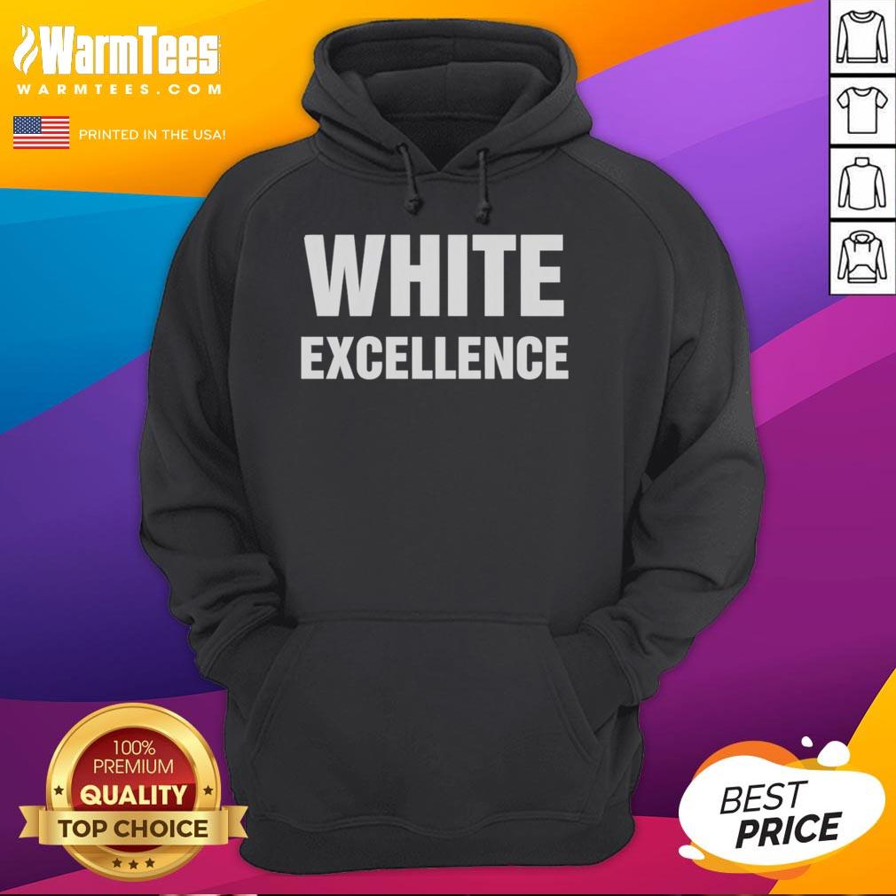 Official White Excellence Hoodie featuring a stylish design, perfect for casual wear and showcasing premium quality.