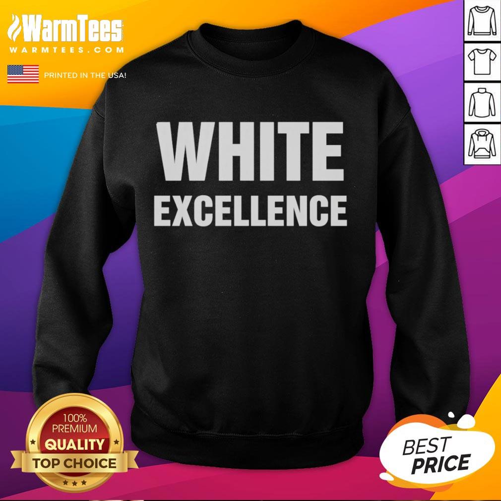 Official White Excellence Sweatshirt featuring a comfortable design and stylish fit for everyday wear.