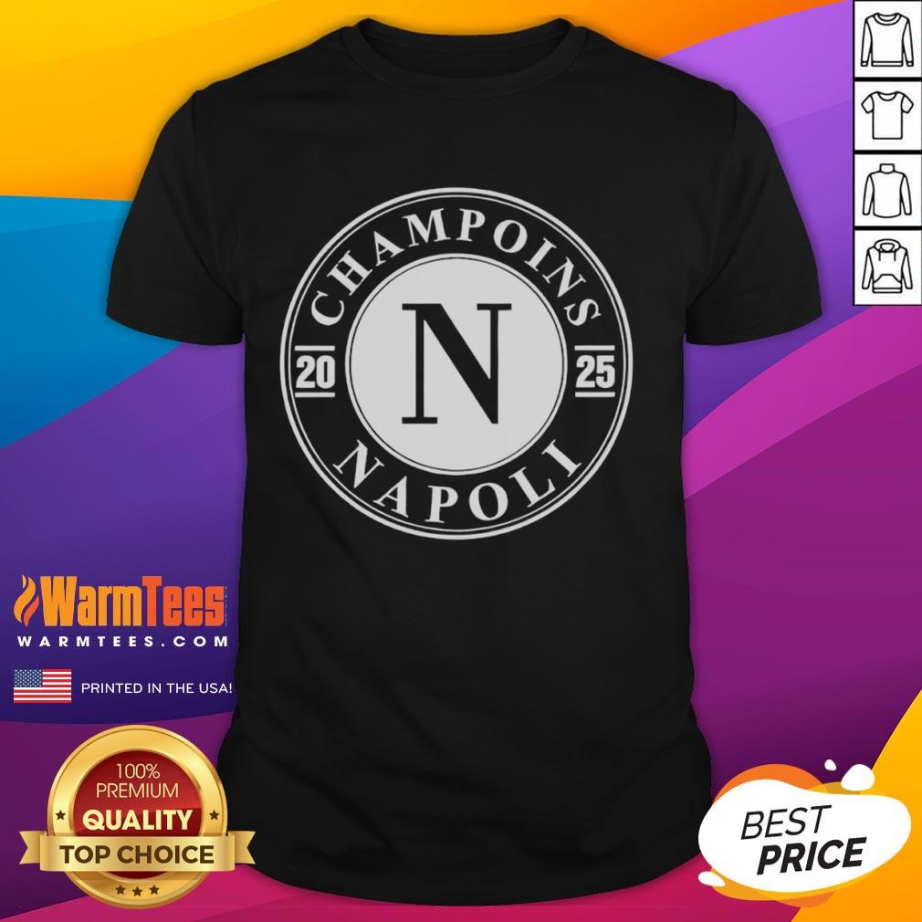 Alt Text: Premium Champions Napoli 2025 T-Shirt featuring vibrant colors and official team logo for devoted fans.