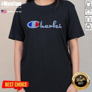 Alt Text: Premium Cherki Logo Parody Ladies Tee featuring a fun and stylish graphic design for trendy womens fashion.