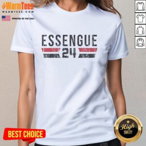 Premium Chicago Bulls Noa Essengue 24 Font Ladies Tee showcasing vibrant team colors and stylish design for fans.