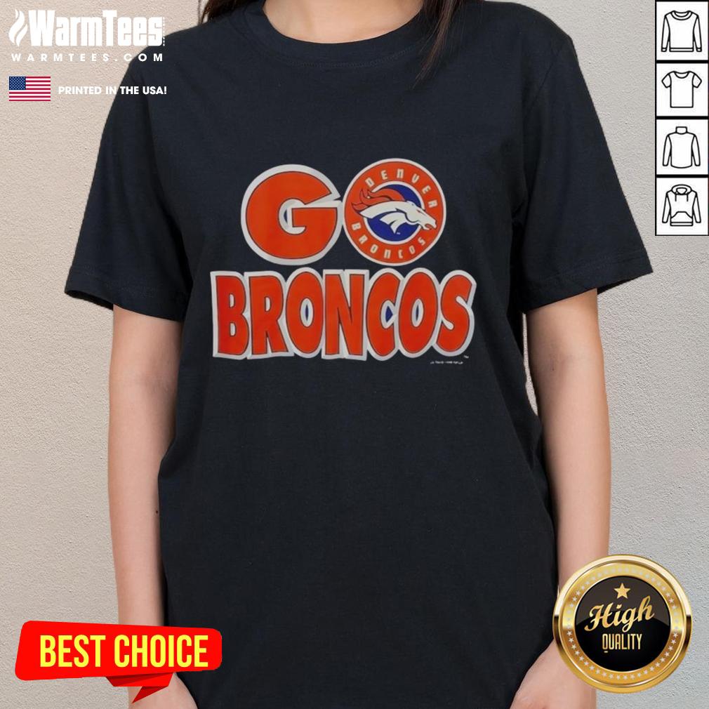 Premium Denver Broncos Football 1998 Roster Player Vintage NFL Ladies Tee featuring iconic team graphics and design.