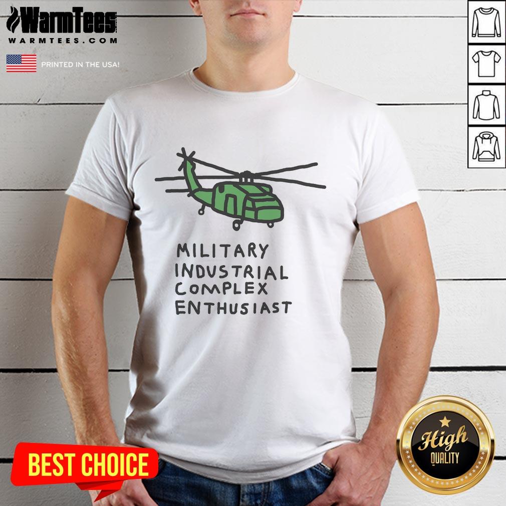 Premium Helicopter Military Industrial Complex Enthusiast T-Shirt featuring bold graphics and a comfortable fit for fans.