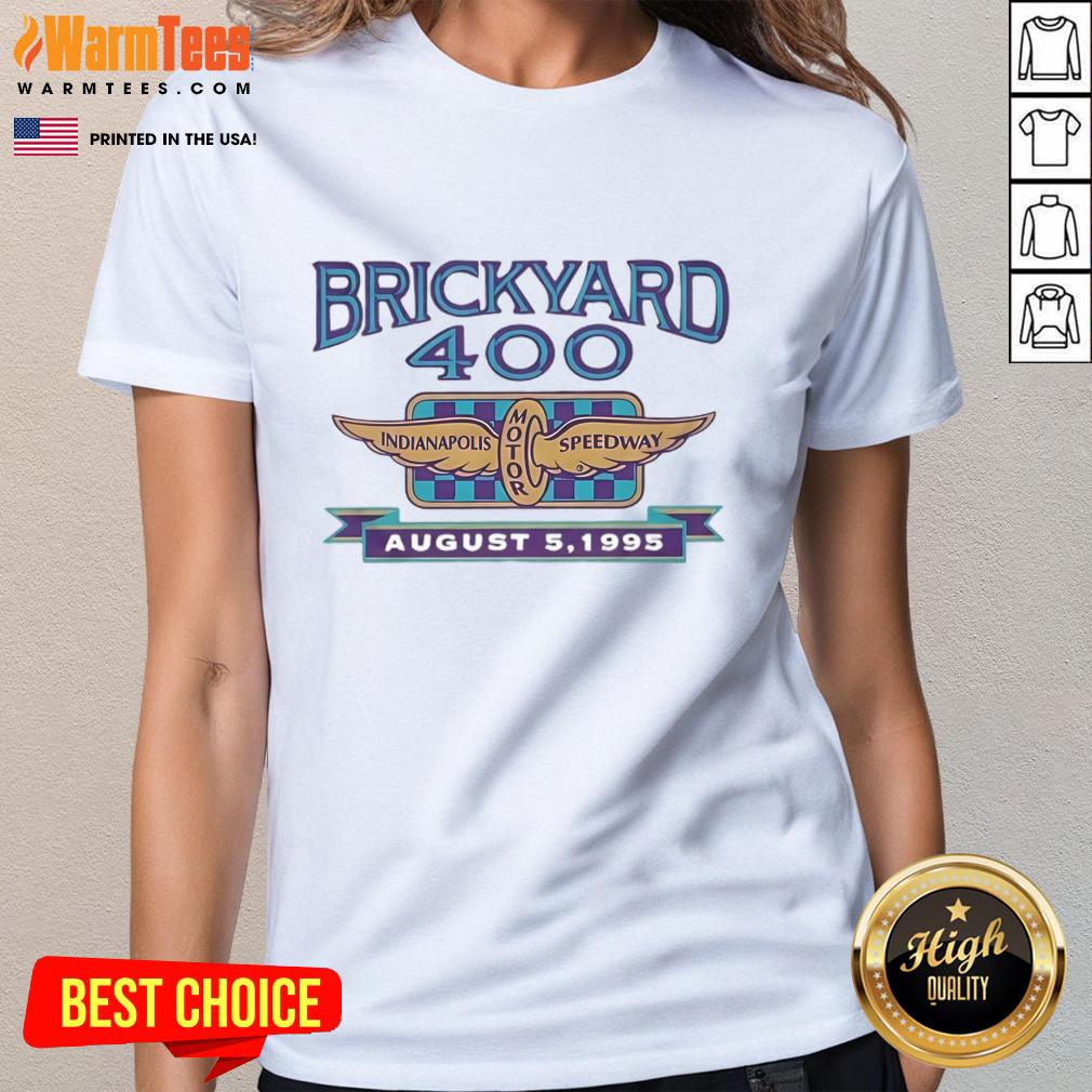 Premium Indianapolis Speedway Brickyard 400 1995 Ladies Tee featuring vintage design and iconic racing memorabilia.