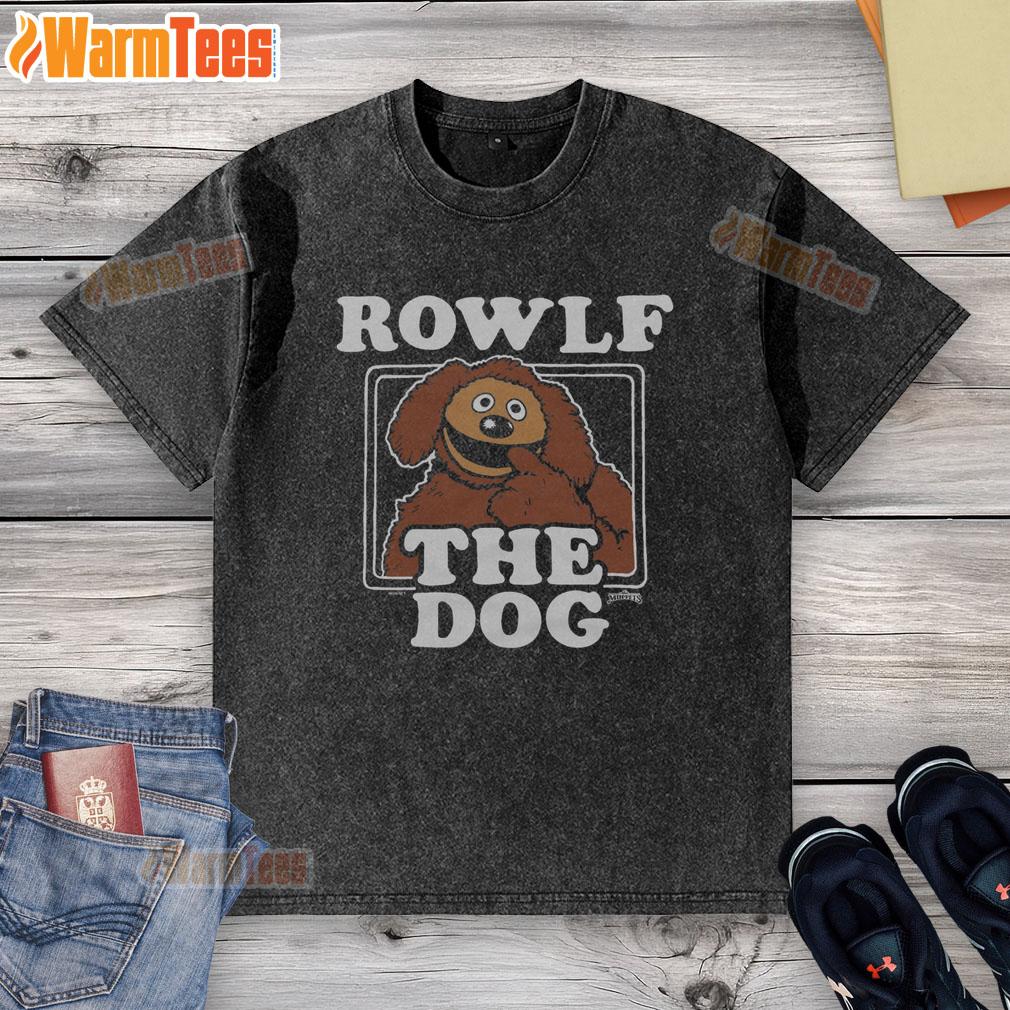 Alt Text: Premium Muppets Rowlf the Dog washed t-shirt featuring a playful design of Rowlf, perfect for Muppets fans.