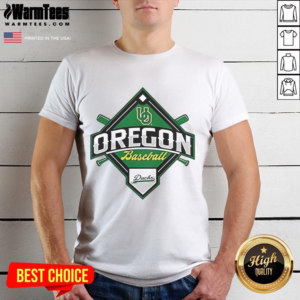 Premium Oregon Ducks white Big Ten baseball logo t-shirt featuring vibrant graphics for fans and players alike.