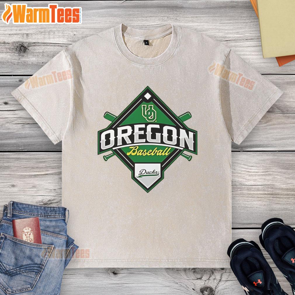 Premium Oregon Ducks White Big Ten Baseball Logo Washed T-Shirt featuring vibrant team logo, perfect for fans and casual wear.