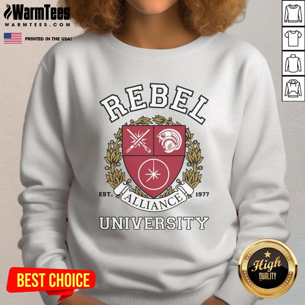 Premium Rebel Alliance University Sweatshirt featuring a stylish design for fans of the Star Wars franchise.