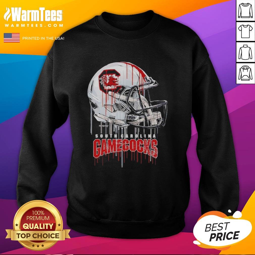 Alt Text: Premium South Carolina Gamecocks dripping football helmet sweatshirt featuring bold team colors and logo.