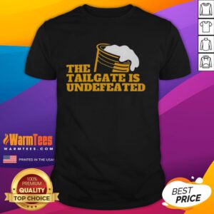 Premium The Tailgate Is Undefeated Logo T-Shirt featuring bold graphic design, perfect for game day and tailgating events.