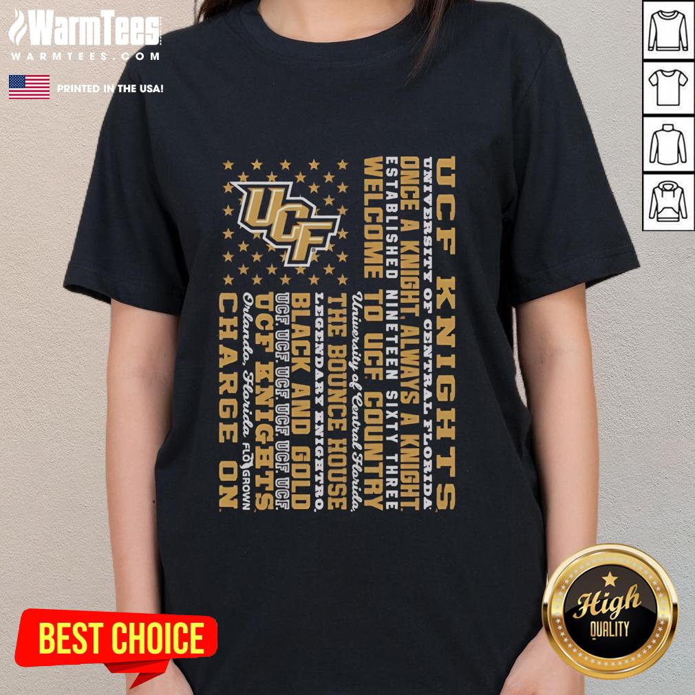 Premium UCF Knights Ladies Tee featuring 'Once a Knight, Always a Knight' design, perfect for University of Central Florida fans.