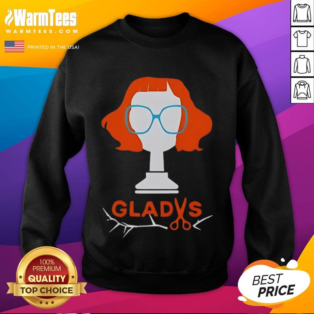 Cozy Aunt Gladys sweatshirt featuring the Pretty Weapons design, perfect for casual wear and unique style.