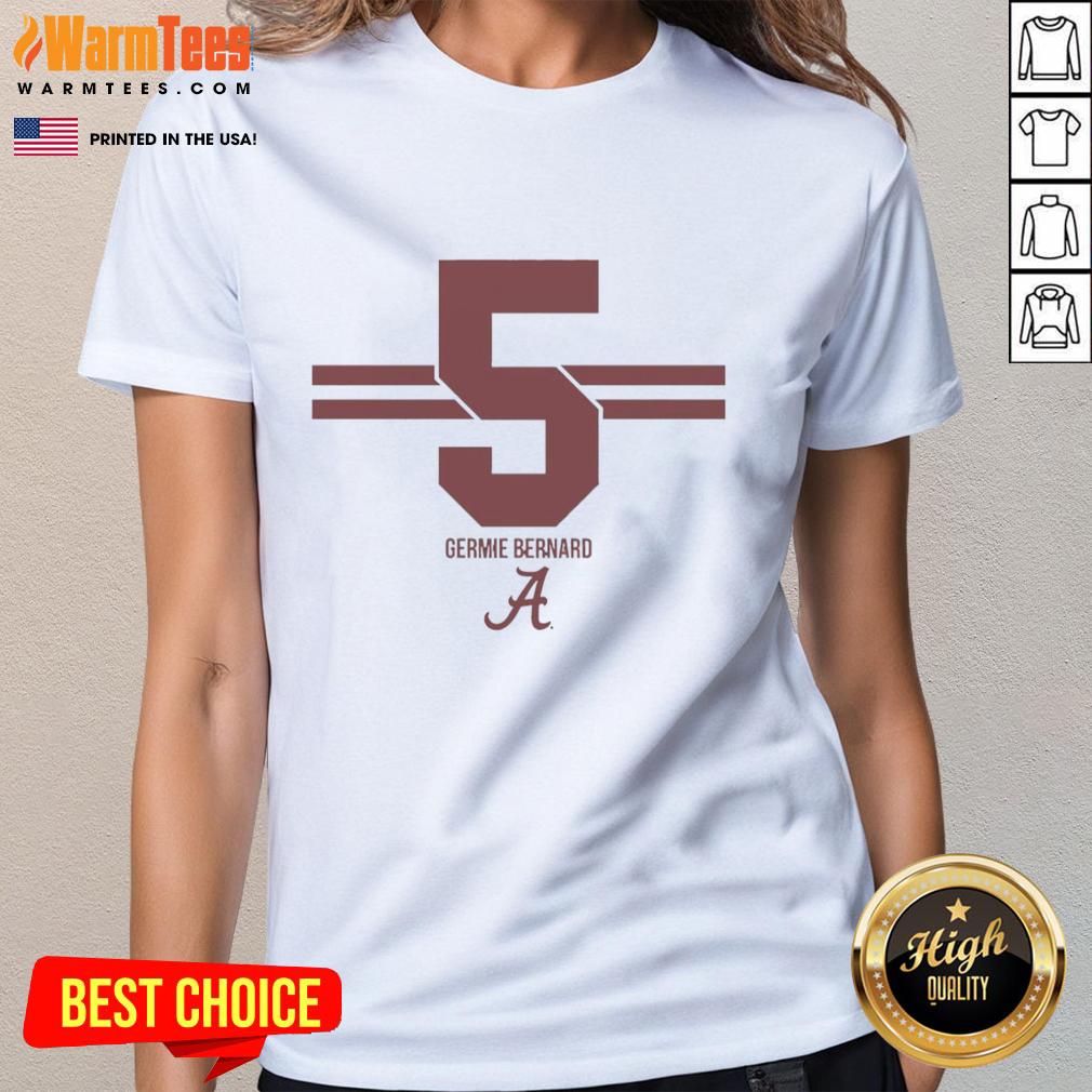 Top Alabama Crimson Tide Football Germie Bernard 5 Stripe Ladies Tee, stylish fan apparel for game days and team spirit.