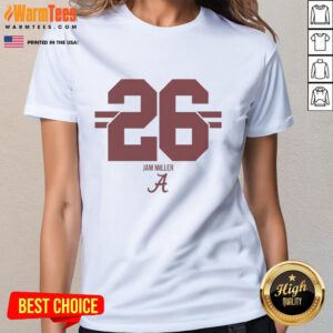 Top Alabama Crimson Tide Football Jam Miller 26 Stripe Ladies Tee showcasing team spirit and stylish design.