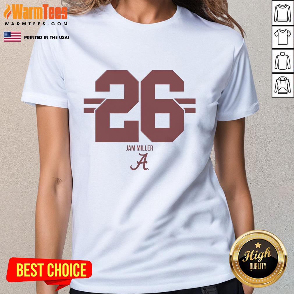 Top Alabama Crimson Tide Football Jam Miller 26 Stripe Ladies Tee showcasing team spirit and stylish design.