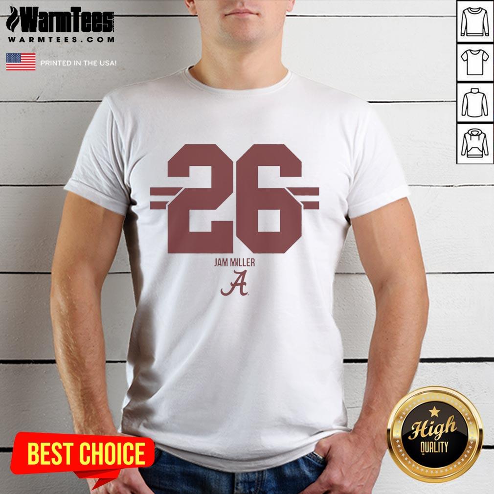 Top Alabama Crimson Tide Football Jam Miller Stripe T-Shirt featuring bold team colors and stylish design.