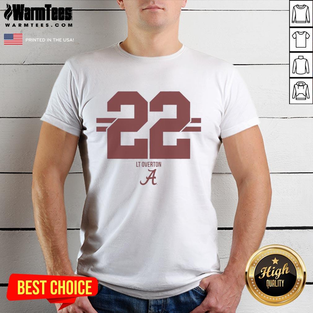 Alabama Crimson Tide Football Lt Overton Stripe T-Shirt showcasing team colors and design for fans and players.