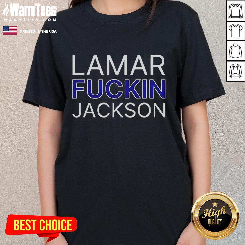 Stylish Top Lamar Fuckin Jackson Ladies Tee featuring vibrant colors and a trendy design for fans of Lamar Jackson.