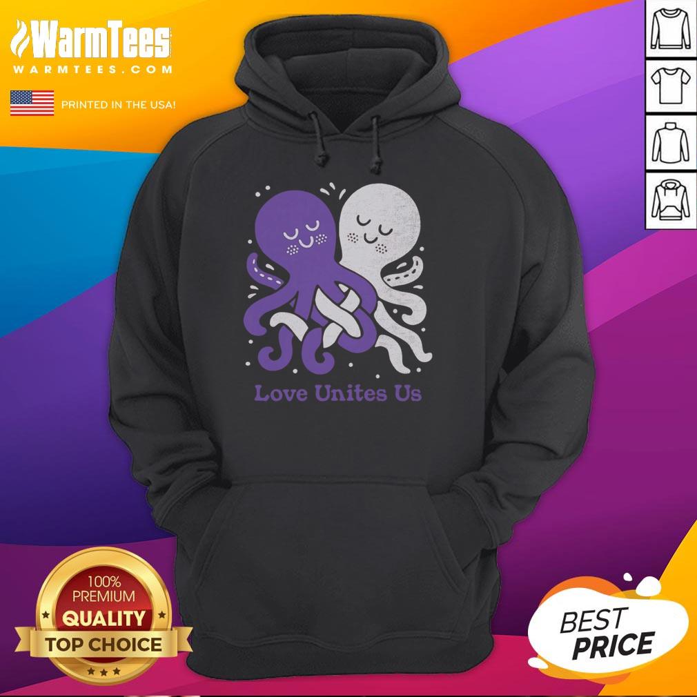 Top Love Unites Us Octopi Hoodie featuring a vibrant octopus design, perfect for ocean lovers and cozy fashion.