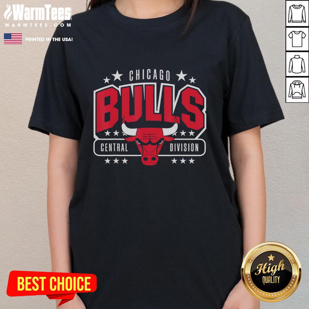 Top NBA Chicago Bulls arched central division ladies tee in vibrant red, perfect for fans and casual wear.