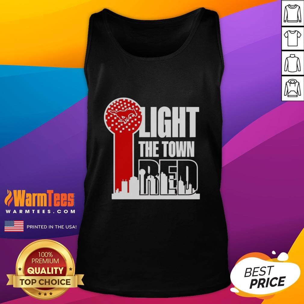 Top SMU Mustangs Light The Town Red Tank Top featuring vibrant colors and team logo, perfect for game day and fans.