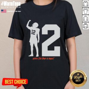 Alt Text: Top Shedeur Sanders 'When The Time Is Right' ladies tee featuring vibrant design and stylish fit for women.