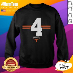 CJ Baxter 4 Stripe Sweatshirt featuring Texas Longhorns football logo, perfect for fans and game day wear.