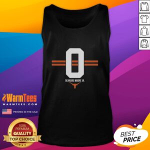 Texas Longhorns football DeAndre Moore Jr. 0 Stripe tank top showcasing team spirit and style for fans.