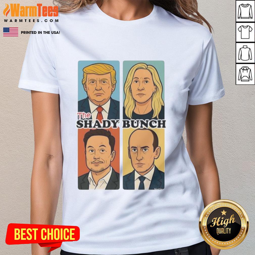 Top The Shady Bunch Donald Trump Sarcastic Comic Ladies Tee featuring a humorous graphic design of Trump.