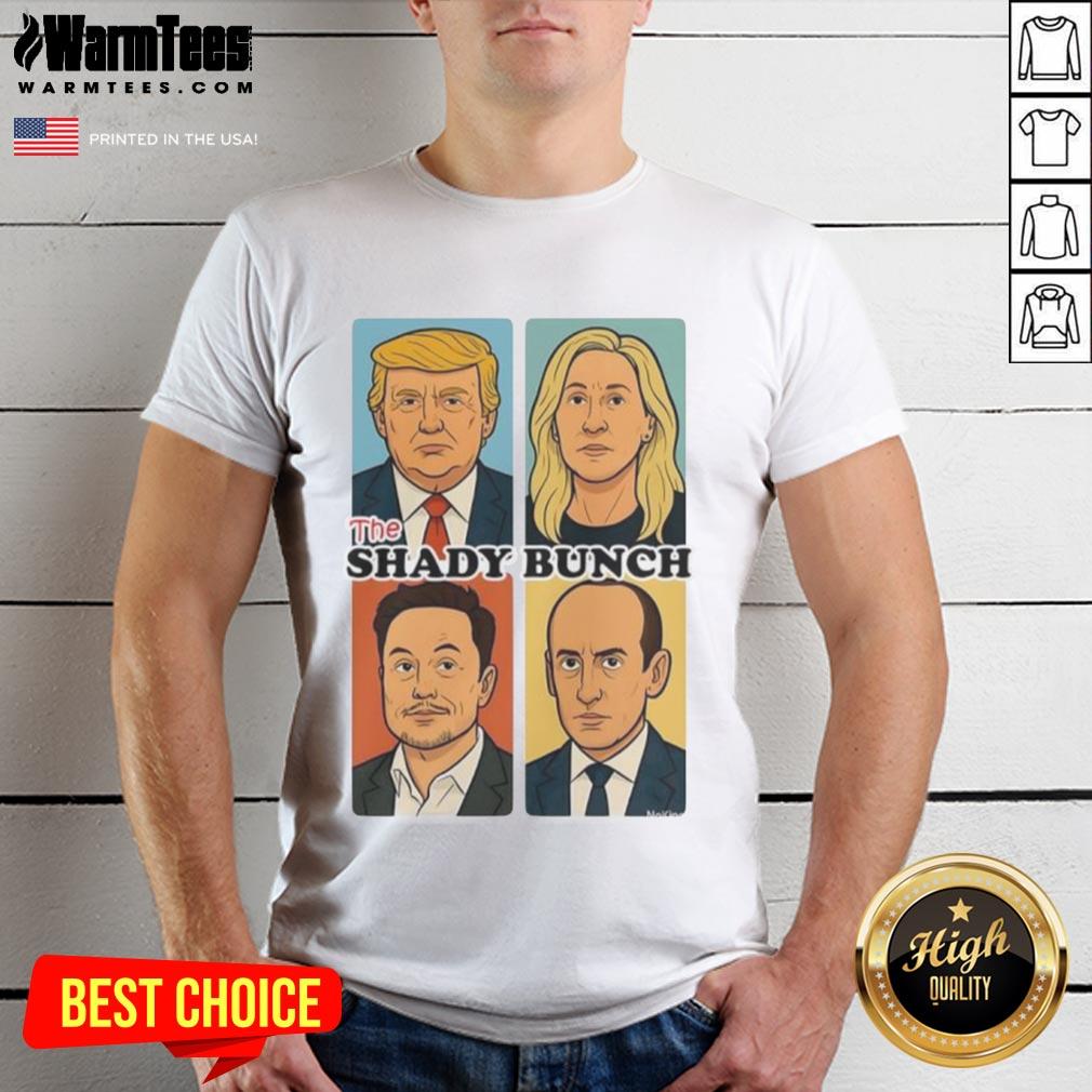 Top The Shady Bunch Donald Trump Sarcastic Comic T-Shirt featuring a humorous cartoon of Trump in a playful design.