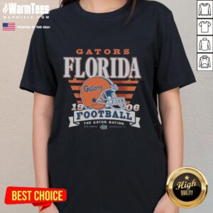 Awesome Florida Gators Stripe Splash Ladies Tee featuring vibrant colors and stylish design for fans.