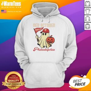 Alt Text: Awesome Ghost Philadelphia Phillies Red October Halloween Hoodie featuring a spooky design for Phillies fans.