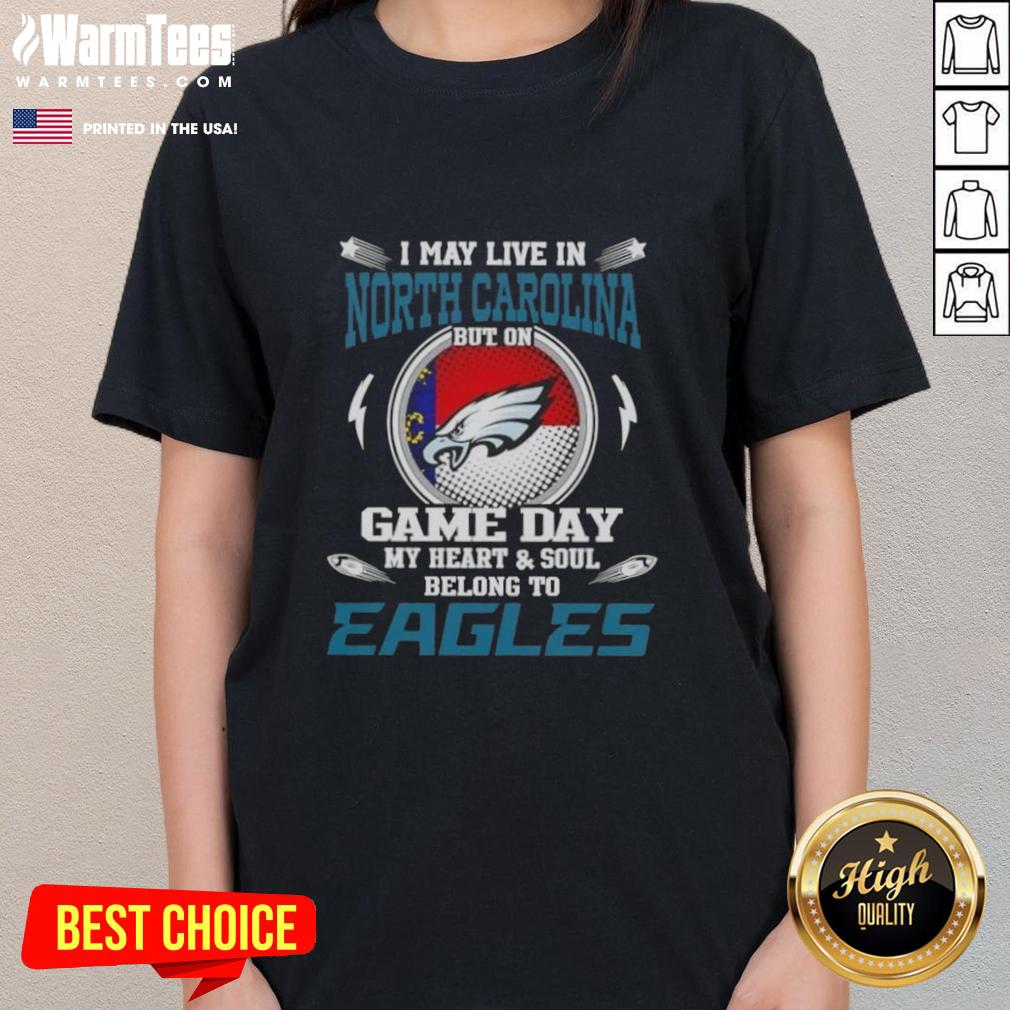 Philadelphia Eagles ladies tee showcasing team pride for fans in North Carolina on game day.