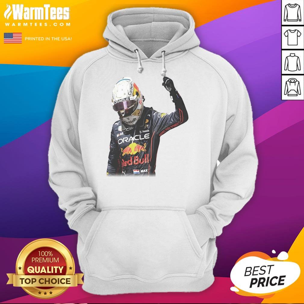 Max Verstappen victory graphic hoodie showcasing vibrant design celebrating his racing achievements in Formula 1.