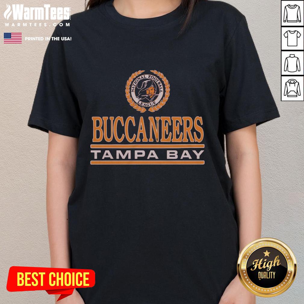 Awesome Tampa Bay Buccaneers Crest Ladies Tee featuring team colors and logo, perfect for female fans.