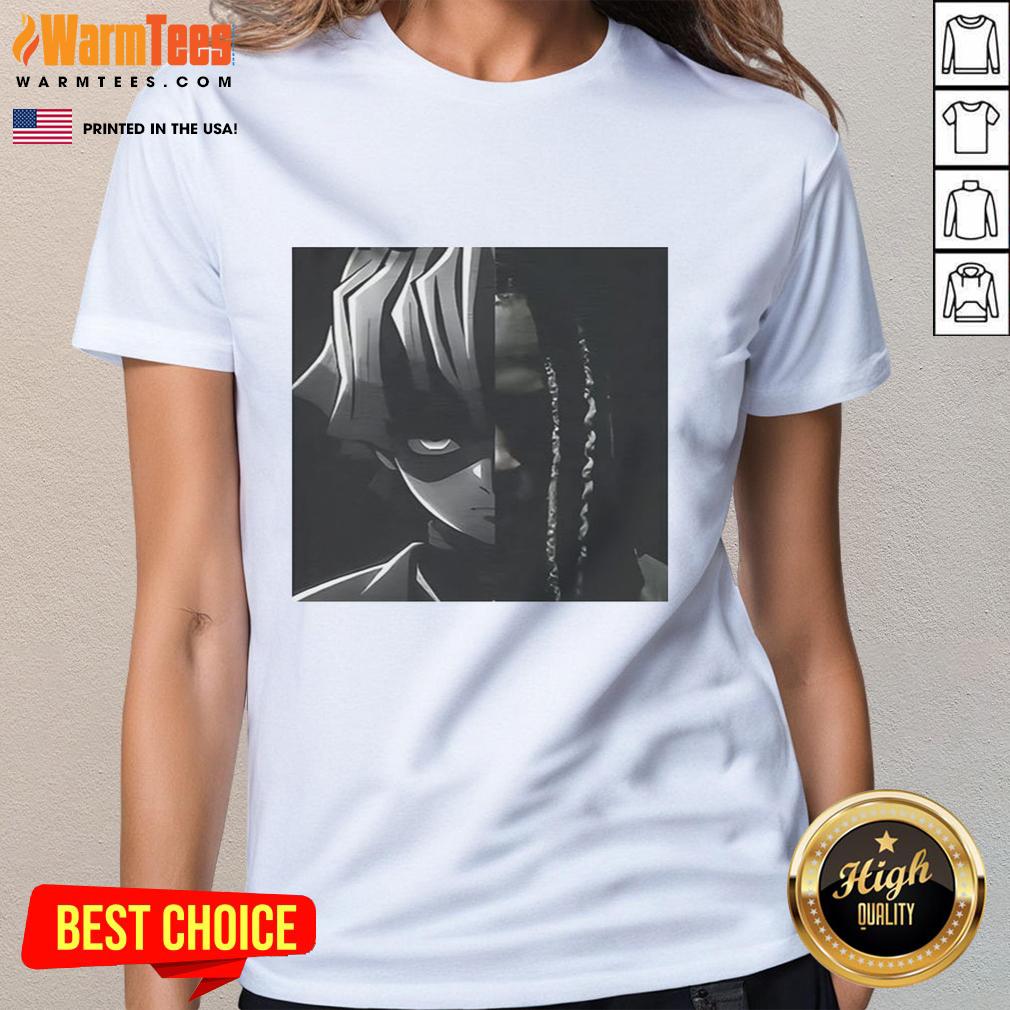 Awesome Zenitsu X Von Big Face Ladies Tee featuring vibrant graphics and a stylish design for anime fans.