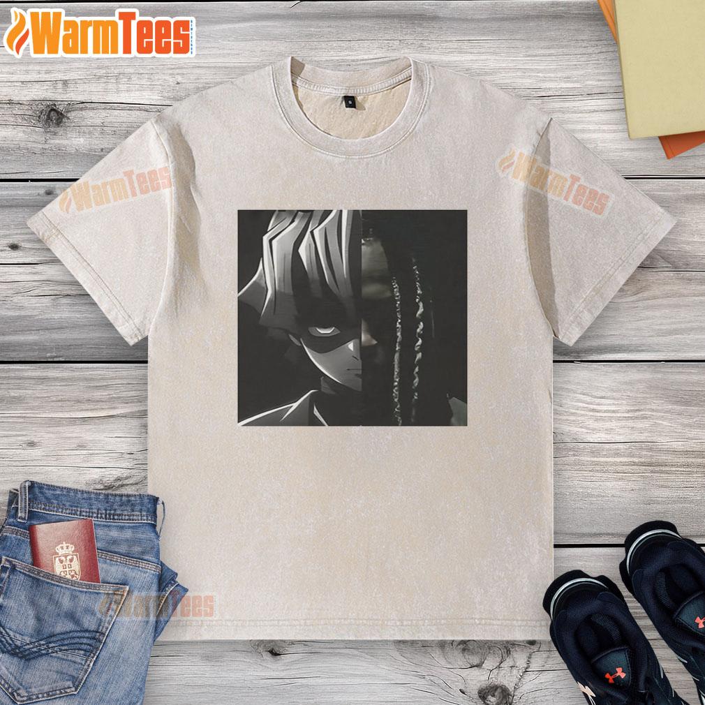 Cool Zenitsu X Von Big Face washed t-shirt featuring vibrant graphics and a comfortable fit for anime fans.